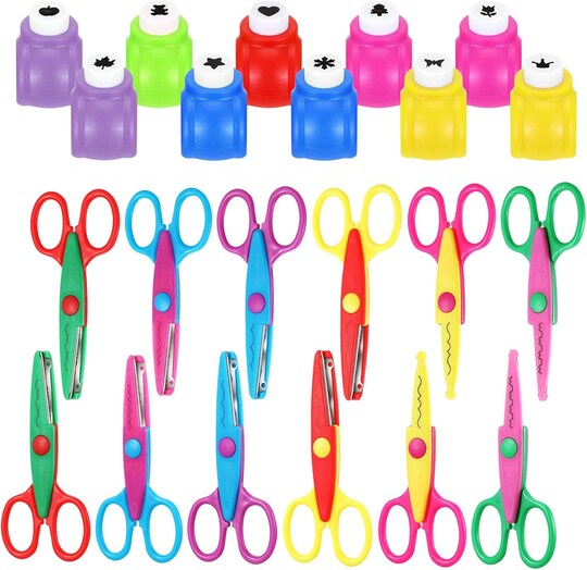 Greentek; 22-Piece Craft Scissors & Hole Punch Set – 12 Decorative Edge Scissors + 10 Paper Punches for Scrapbooking & Crafts; Category:Scissors; Image:1